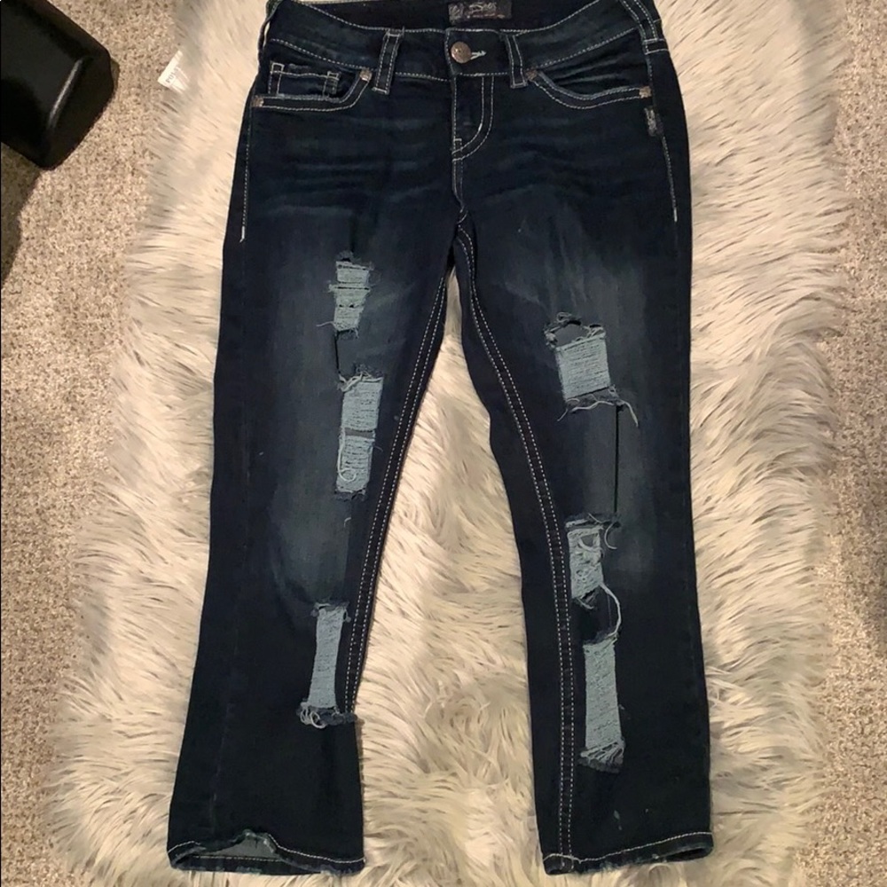 Silver Suli skinny Mid -Capri